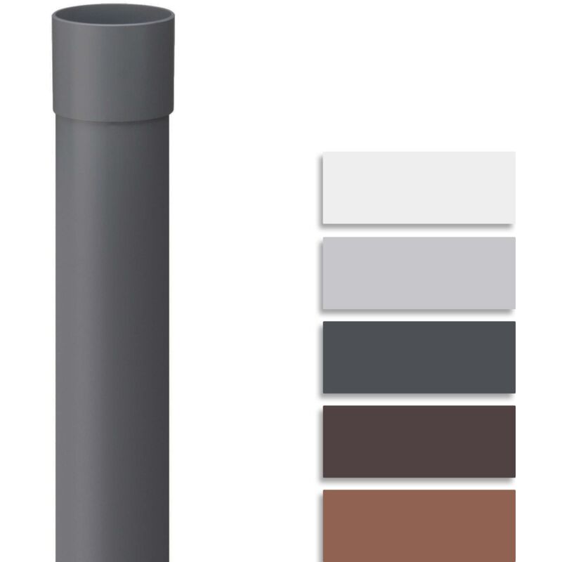 Tuyau de descente pvc 200 cm, accessoires de gouttière, montage simple par emboîtement, Made in Germany - 75mm, 1 pièce Anthracite - Inefa
