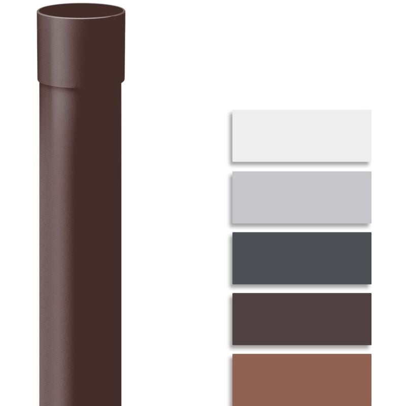 INEFA Tuyau de descente PVC 200 cm, accessoires de gouttière, montage simple par emboîtement, Made in Germany - 75mm, 1 pièce brun foncé