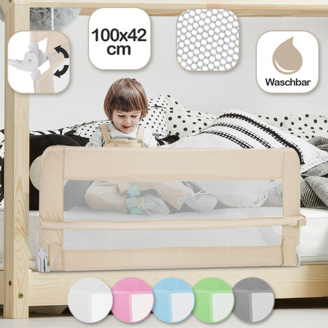 Doppelter Schutz Kinder Bettgitter mit Zusätzliches Paket 200 x 68 cm Beige klappbares Bettgitter Kinderbett Fallschutz 