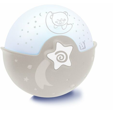 Infantino Luce Rilassante e Proiettore - Clip per Culla con Design Grow-with-Me, Proiettore Notte Stellata da Tavolo con Melodie Integrate e Sensori Sonori, Grigio