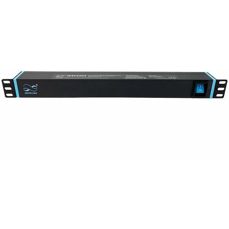 Infitronic INSV1002 Infitronic-INSV1002 - Ciabatta elettrica da 19, 8 prese, 1 U con 2 porte USB di ricarica/interruttore
