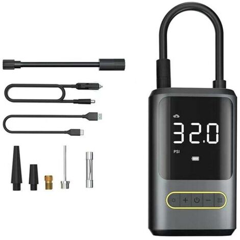 Inflador de neumáticos eléctrico portátil de 150 PSI con luz LED, función de apagado automático para neumáticos de motocicletas y automóviles (negro)