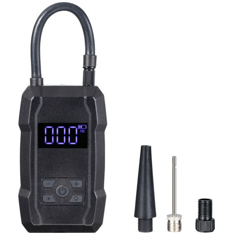 Inflador de neumáticos inalámbrico de 150 PSI, compresor de aire recargable de 8000 mAh, pantalla LCD, presión preestablecida, apagado automático, luz LED de emergencia, doble amortiguador.