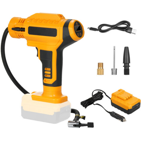 Inflador de neumáticos inalámbrico de 20 V - Compresor de aire portátil de 150 PSI, doble fuente de alimentación, apagado automático, pantalla LCD