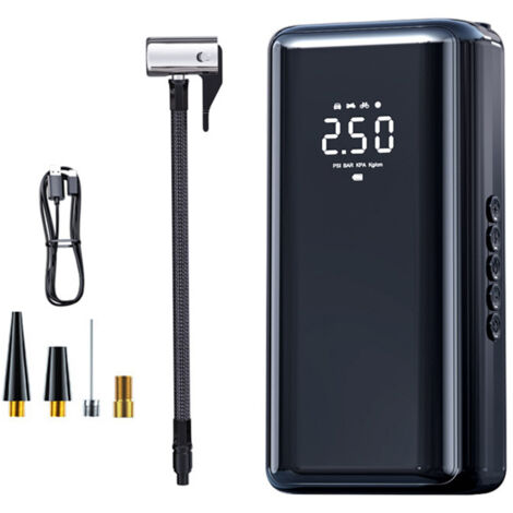 Inflador de neumáticos portátil, compresor de aire de 150 PSI, bomba de aire de 4500 mAh para neumáticos de coche, con manómetro LED integrado para neumáticos de coche, bicicleta y motocicleta.