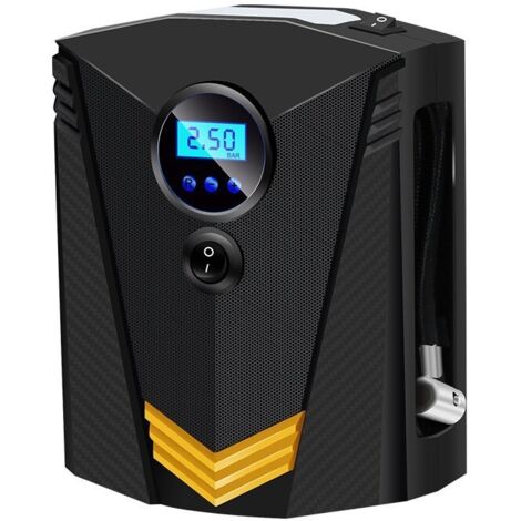 Inflador de neumáticos portátil con pantalla digital, compresor de aire de 12 V, función de memoria, apagado automático, luz LED (para coche, bicicleta, motocicleta, balón) (amarillo)