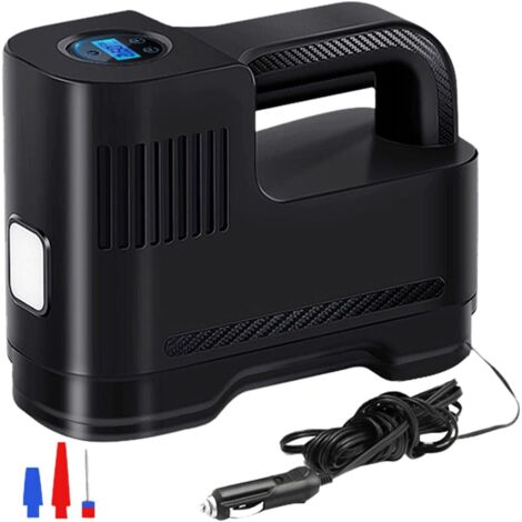 Inflador de neumáticos portátil de 12 V CC y 120 W - Pantalla digital - Inflado rápido en 30 s - Apto para coches, motos, colchones inflables y balones de baloncesto