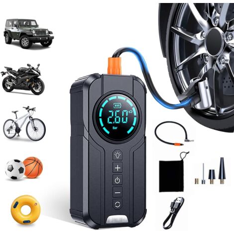 Inflador de neumáticos portátil para coche, bomba de aire de 180 PSI, compresor de aire eléctrico de 12 V con manómetro, compresor de aire eléctrico para coches, bicicletas y balones.