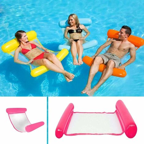 Inflatable Bath Bed, Water Hammock 4 in 1 Lounge Chair Air Mattress for Swimming Pool Lounge Inflatable Hammock for Swimming Pool Inflatable Hammock for Swimming Pool for Adults and Children (Pink) SOEKAVIA