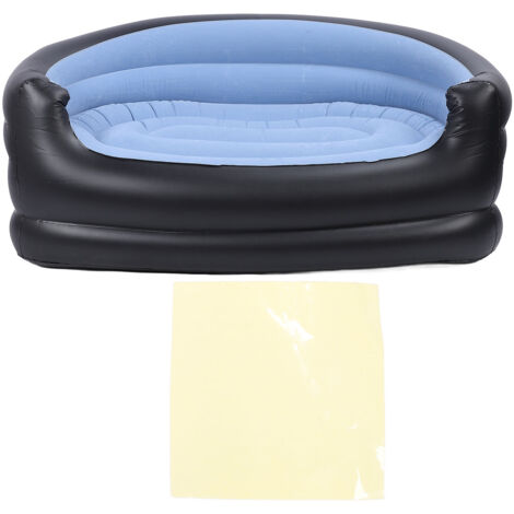 Inflatable Chair PVC and Velvet Water Proof Comfortable Portable Blow Up Couch for Outdoor Blue