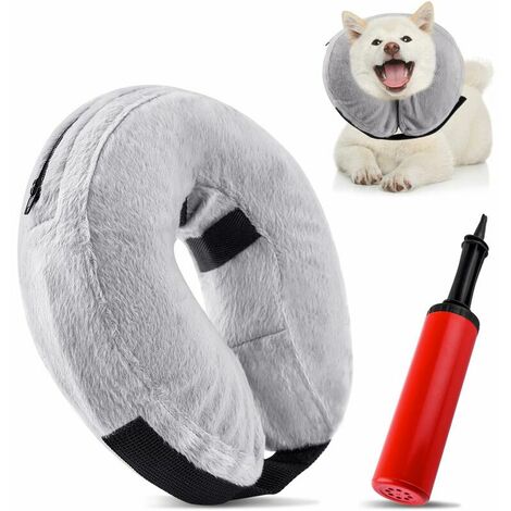 Inflatable Dog Cone Pet Protective Inflatable Collar, Pet Protection Cover Collar, Adjustable Neck Collar for Recovery co.ukom Surgery or Wounds Small Dogs Cats Soft Pet Recovery Collar (XL, Grey)