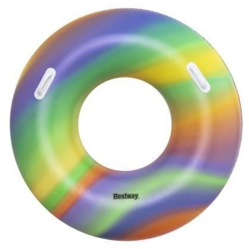 Inflatable Float - BESTWAY - Rainbow - Diameter 119 cm - Multicolor - For children aged 6 and up