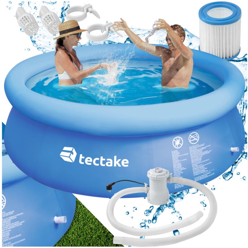 Tectake - Swimming Pool Splash - inflatable, round, with filter, 300 x 76 cm - swimming pool, outdoor swimming pool, inflatable swimming pool