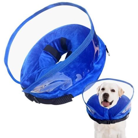 Inflatable Protective Collar for Dogs and Cats - Post-Surgery Care - Blue