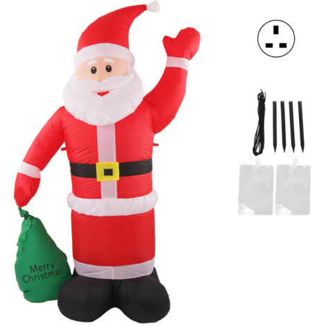 Inflatable Santa Decoration Built in LED Light Waterproof Inflatable Bag Santa for Yard Garden Christmas Parties UK Plug 100-240V