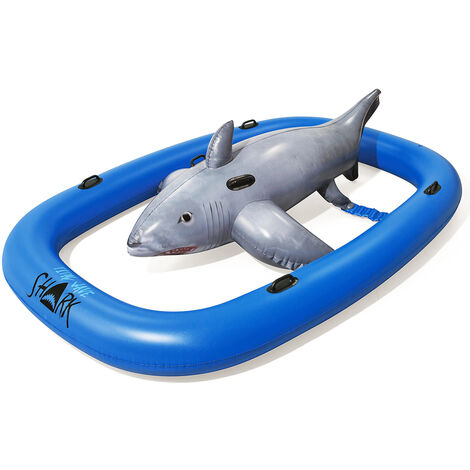 main image of "Inflatable Shark Swimming Pool Float Toys Ride On Beach Kids Swim Aid Summer Fun"