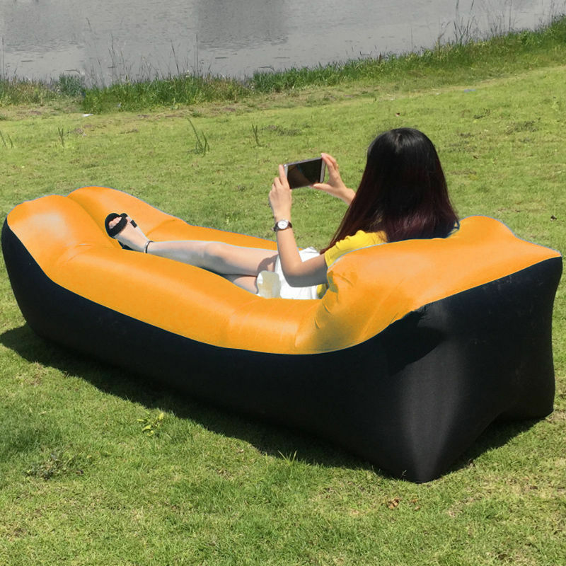 Inflatable Sofa, Inflatable Hammock With Pillow Portable Inflatable Sofa Lounger Orange