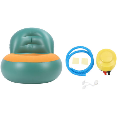 Inflatable Sofa PVC Flocking Ergonomic Comfortable Indoor Outdoor Air Couch for Living Room Balcony Garden Pool Green