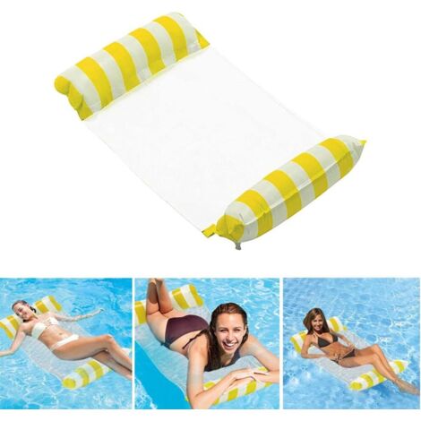Inflatable Water Hammock, Floating Lounge, Drifter and Saddle 4 in 1, Premium Adult Water Hammock for Swimming Pool and Beach (Yellow)
