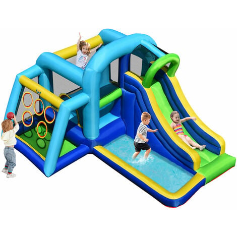 main image of "Inflatable Water Jumping House 5-in-1 Bouncy Castle Kids Play Slide Center"