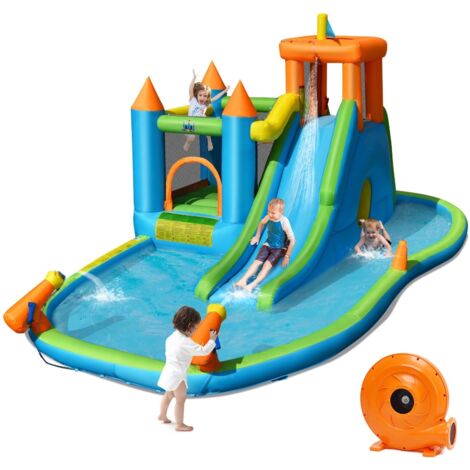 Inflatable Water Slide Kids Jumping Bounce House Splash Water Pool w/ Blower