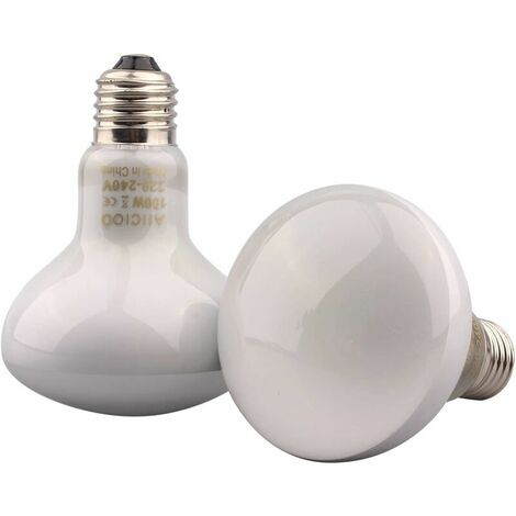 Infrared Bulb - Pet Light Red Heat Lamp for Reptiles and Amphibians, 2PCS 100W, White
