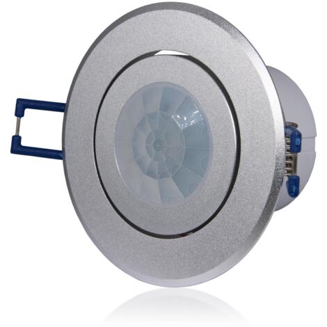 Infrarot Decken Unterputz Bewegungsmelder Ø68mm Reichweite 8m bei 360° schwenkbar Aluminium