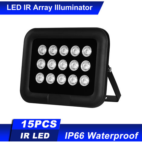 Infrarot-Illuminator 15 Stück Array IR-LEDs IR-Illuminator Nachtsicht Weitwinkel Long Range Outdoor Wasserdicht für CCTV-Überwachungskamera - Schwarz