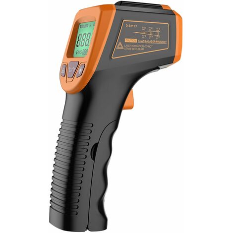 Infrarot-Thermometer, berührungslose digitale Laser-Temperaturpistole -58 °F bis 1112 °F (-50 °C bis 600 °C) mit LCD-Display, orange