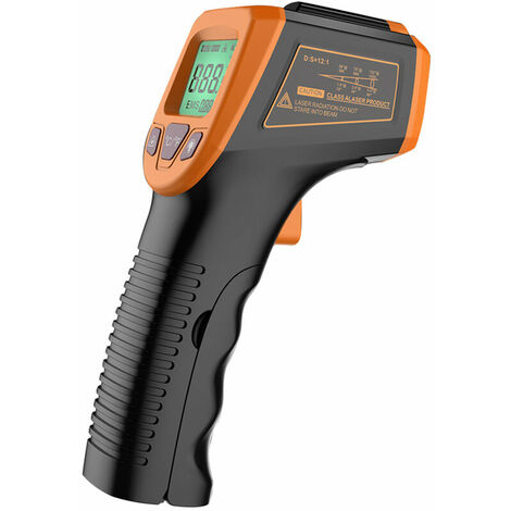 Infrarot-Thermometer, berührungslose digitale Laser-Temperaturpistole -58 °F bis 1112 °F (-50 °C bis 600 °C) mit LCD-Display, orange, Modell: orange