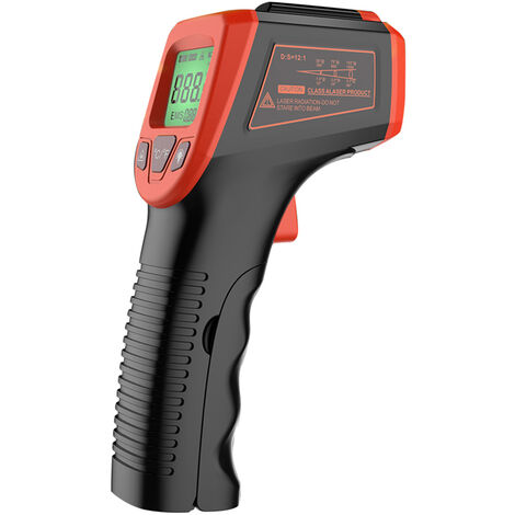 Infrarot-Thermometer, berührungslose digitale Laser-Temperaturpistole -58 °F bis 1112 °F (-50 °C bis 600 °C) mit LCD-Display, rot
