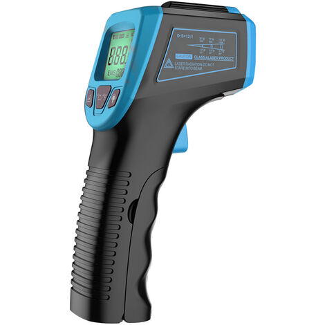 Infrarot-Thermometer, berührungslose digitale Laser-Temperaturpistole -58 °F bis 1112 °F (-50 °C bis 600 °C) mit LCD-Display,blau,Blau