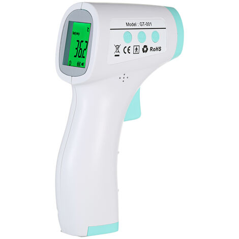 Infrarot-Thermometer Stirnthermometer 50 berührungslose Datenspeicher-Thermometer mit dreifarbigem, hintergrundbeleuchtetem LCD-Hochpräzisions-Handtemperaturmessgerät mit Alarmfunktion - Weiß