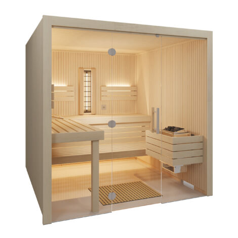 Infraworld Gracil Complete Multifunktionssauna mit Infrarotstrahler in Espe 210x210x210cm