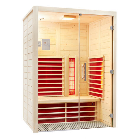 Infraworld Infrarotkabine Vario Natura 147 Glas Fichte 147x104cm mit ABC-Strahler Flächenheizung