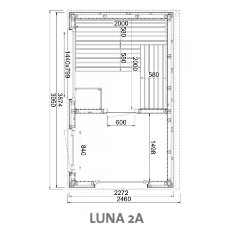 Infraworld Luna 2 Außensauna mit Lärche-Fassadenprofile versch. Fenstergrößen und Inneneinrichtung Luna 2A - Großes Fenster (BxH): 1440 x 799 mm