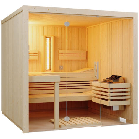 Infraworld Sauna Panorama Complete Fichte 210x162x203cm mit ABC-Strahler Multifunktionssauna