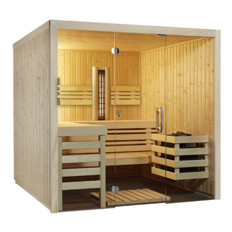 Infraworld Sauna Panorama Complete Fichte 210x208x203cm mit ABC-Strahler Multifunktionssauna