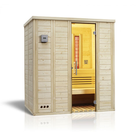 Infraworld Sauna Vitalis Complete 184 Fichte Massivholzsauna Infrarotstrahler 184x119x200 cm Infraworld Sauna Vitalis 184 Complete OHNE Saunaofen und Steuerung
