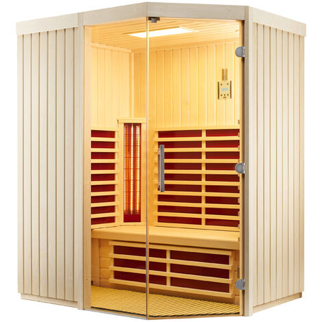 Infraworld TrioSol Unica 1 Infrarotkabine mit 2 ABC-Strahler wählbar in Fichte/Espe/Zirbe Breite: 171 cm - Holzart: Espe