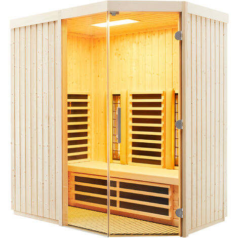 Infraworld TrioSol Unica 3 Infrarotkabine mit 2 ABC-Strahler wählbar in Fichte/Espe/Zirbe Breite: 154 cm - Holzart: Zirbe