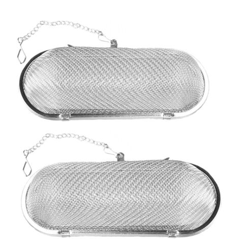 Infuseur à herbes en acier inoxydable, lot de 2, sachet à épices, 11 x 4,5 cm —