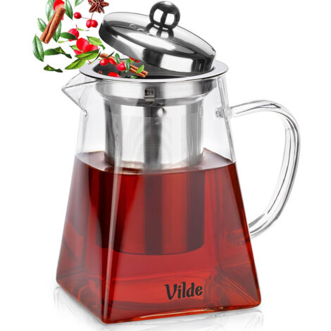 Infuseur à thé en verre résistant à la chaleur avec filtre à herbes 730 ml