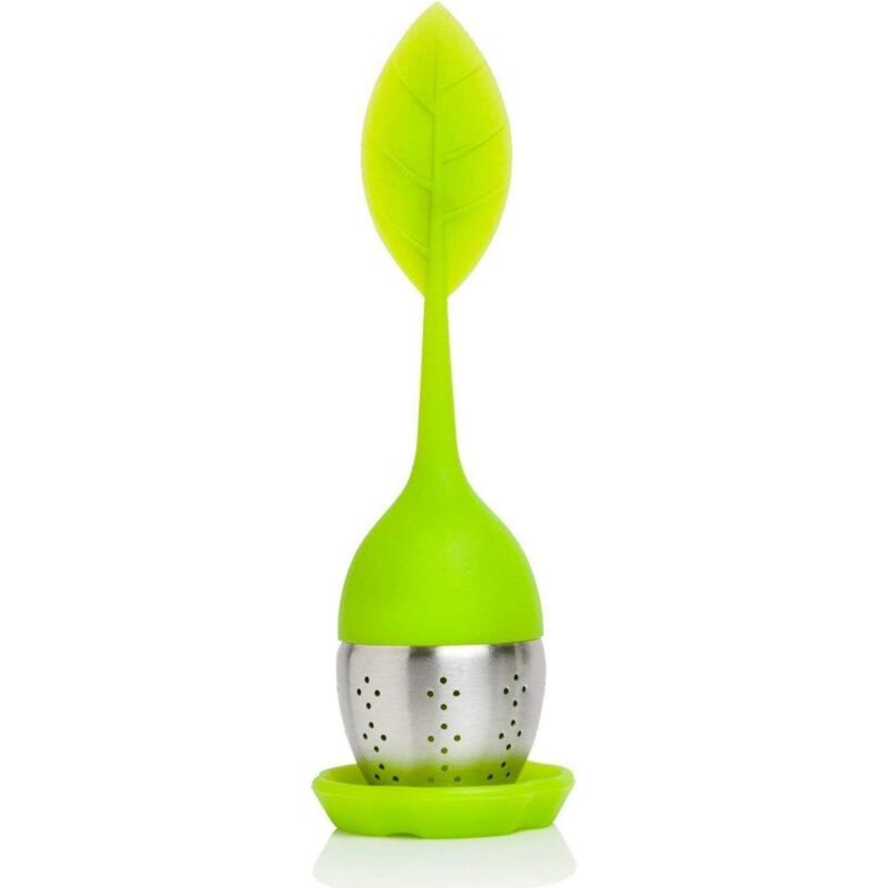 infuseur Thé avec Soucoupe boule a the en Silicone 100% Alimentaire & Passoire en Acier inoxydable - Vert
