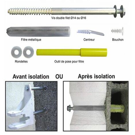 Ing Fixation – Fixation pour store sur isolation extérieure 14mm x 300mm – Acier pour béton et parpaing – Sachet de 2 pièces