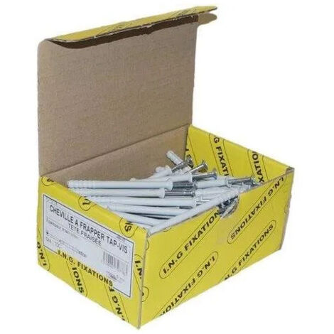 Ing Fixations – Cheville à frapper pour béton armé – Tête fraisée avec clous et vis TF 8/80/120 – Pack de 50 pièces – Charge maximale 120kg