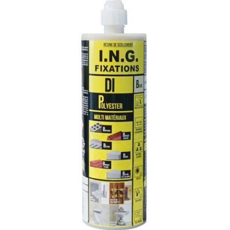 Ing Fixations – Résine de scellement DS + / SP 300ml – Couleur beige – Charge max 2450 kg béton – Compatible tous matériaux pleins ou creux
