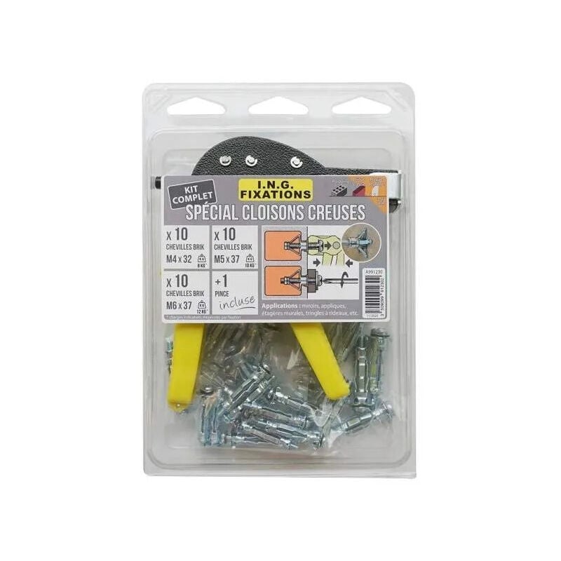 Kit pince à placo + chevilles Brik.