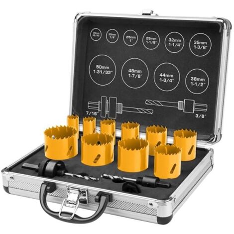 Ingco AKH0121 Set Seghe a tazza 12 pezzi 20-50mm frese per metallo acciaio alluminio e Punte