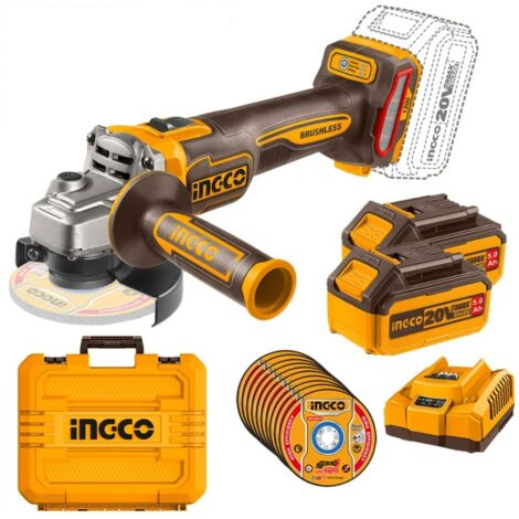 Ingco Amoladora 20v bl 115mm 2b 5ah+maletin